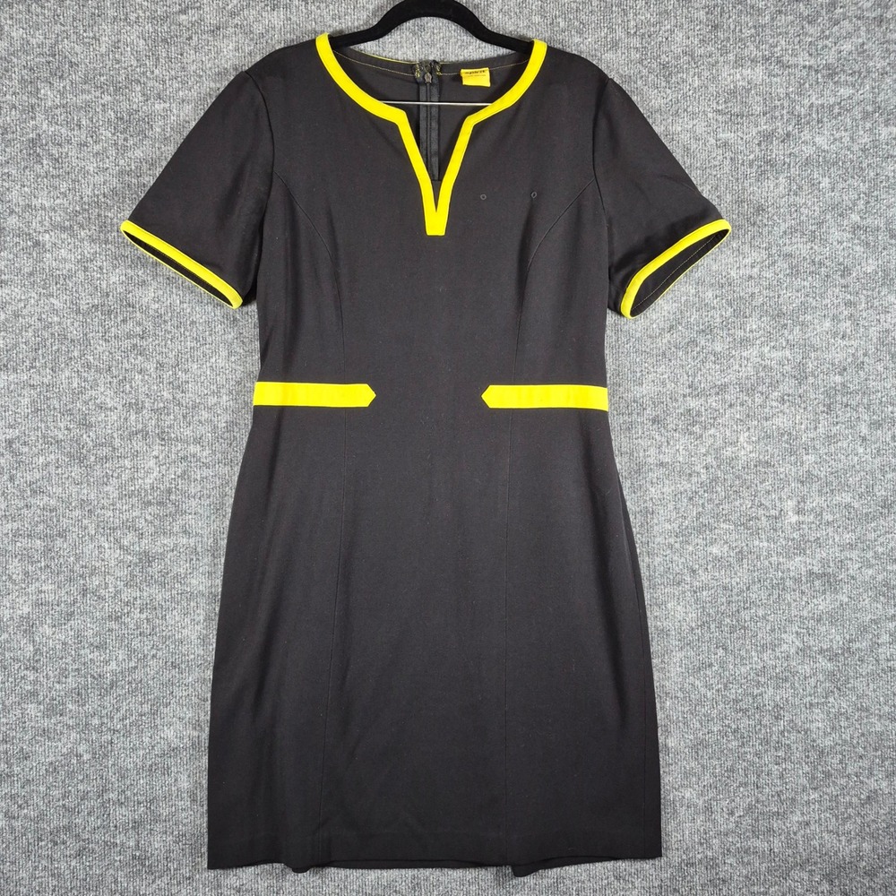 Spirit Shift Dress Contrast Trim Short Sleeve Black Yellow Womens Halloween